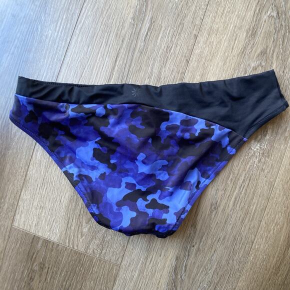 Athleta Maldives Bra Cup Tankini Sz 38 B/C Bottoms Sz S Blue Black Camo - Picture 7 of 16